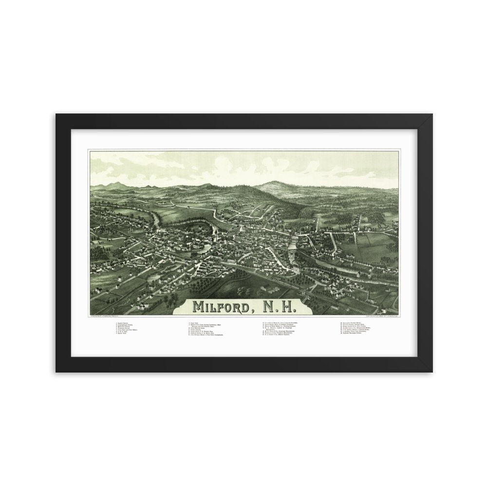 Milford, New Hampshire 1886 Framed - Available at KNOWOL