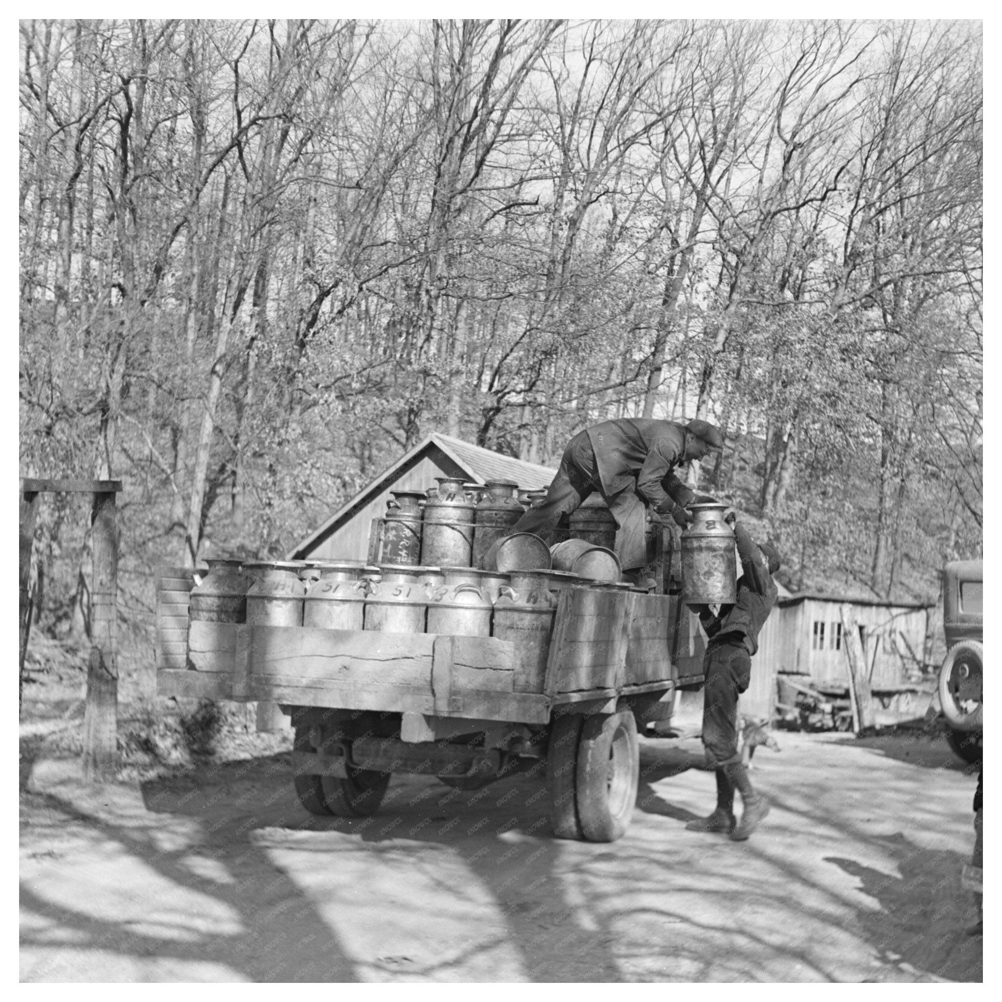 Milk Trucks Collecting from Farms in Indiana 1937 - Available at KNOWOL