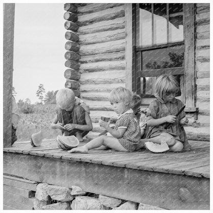 Millworkers Children Eating Watermelon July 1939 North Carolina - Available at KNOWOL