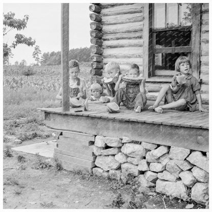 Millworkers Children Eating Watermelon North Carolina 1939 - Available at KNOWOL