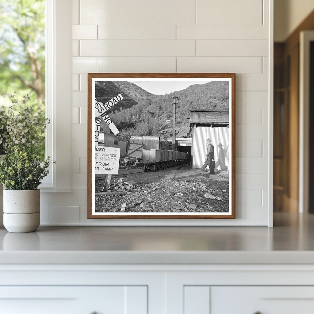 Miner Approaching Train of Tungsten Ore Cars Arizona 1940 - Available at KNOWOL