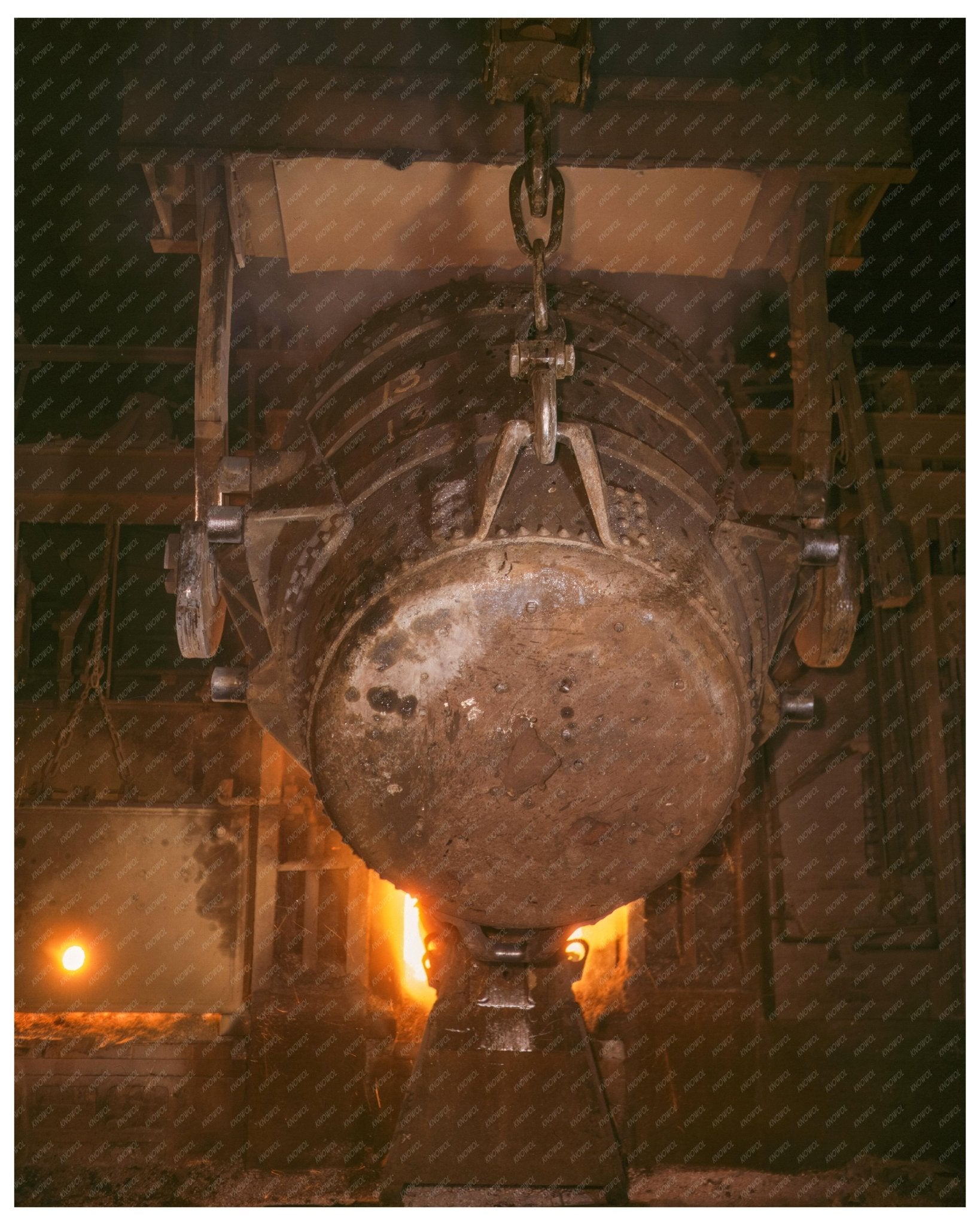 Molten Iron Poured into Open Hearth Furnace at Allegheny Ludlum Steel 1941 - Available at KNOWOL