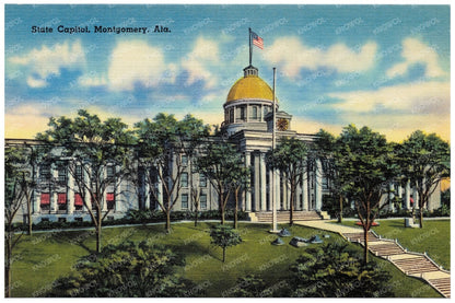 Montgomery Alabama State Capitol Postcard 1930 - 1945 - Available at KNOWOL