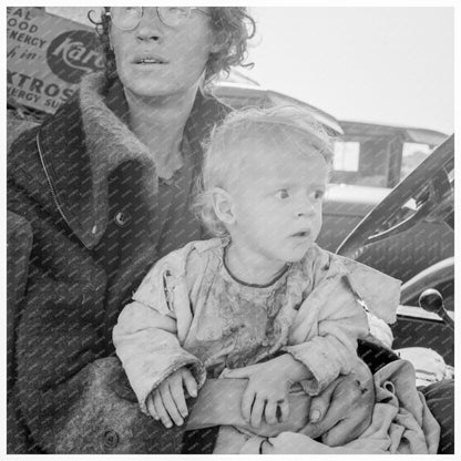 Mother and Baby Traveling in Tulelake California 1939 - Available at KNOWOL