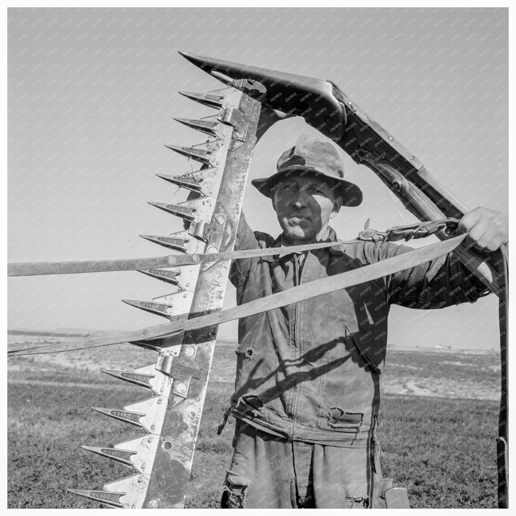 Mr. Browning Mowing Hay in Malheur County Oregon 1939 - Available at KNOWOL