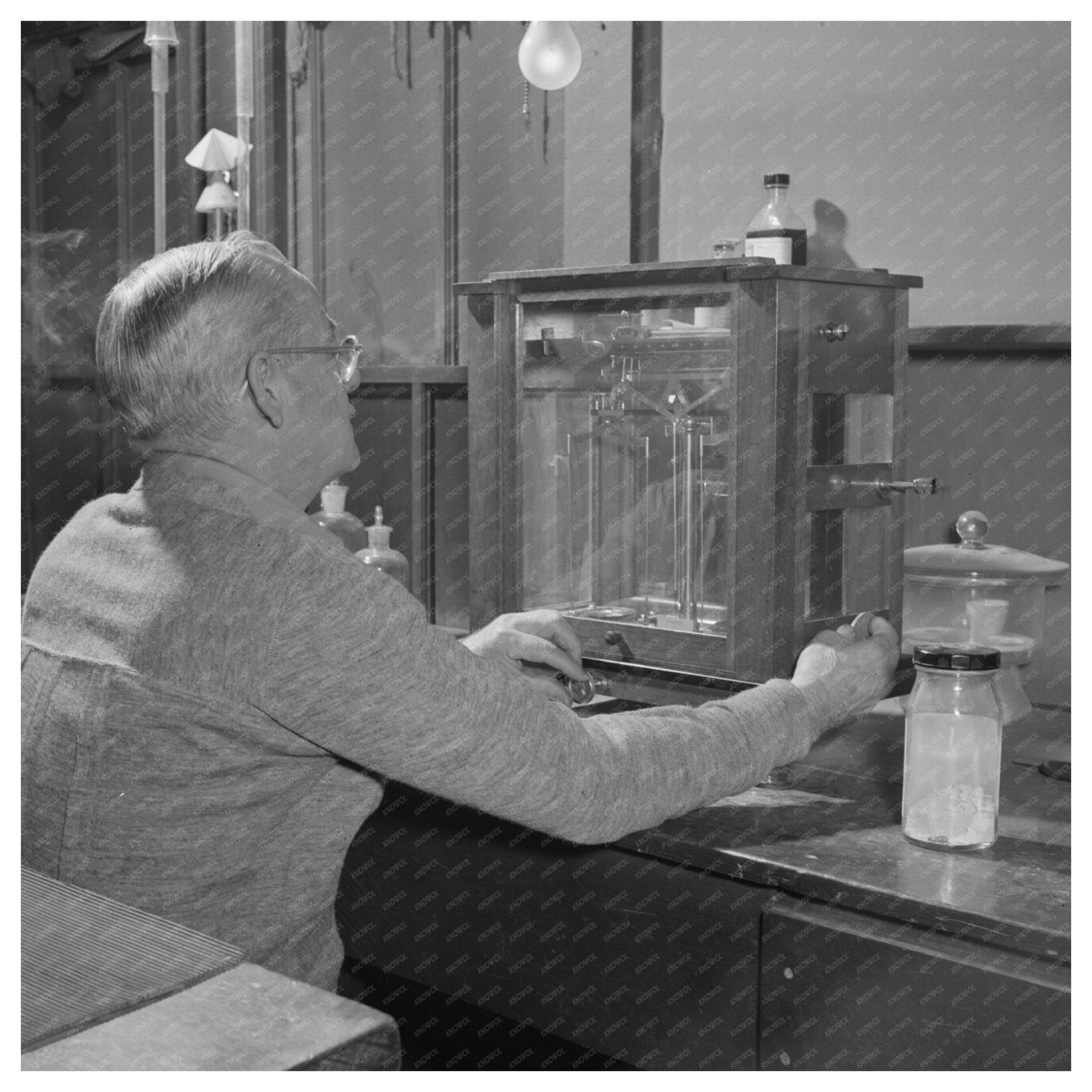 Mr. Relling Analyzing Tungsten Ore in 1942 Arizona Lab - Available at KNOWOL