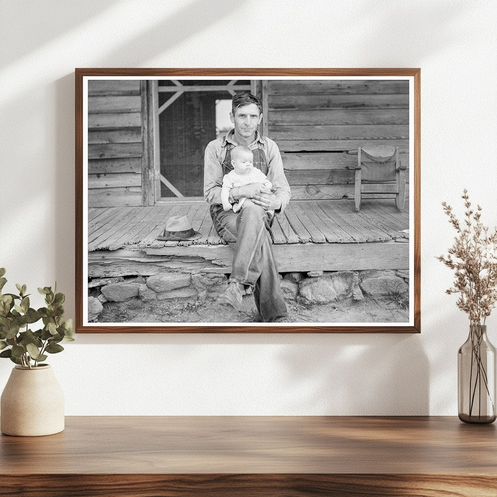 Mr. Whitfield Tobacco Sharecropper with Baby July 1939 - Available at KNOWOL