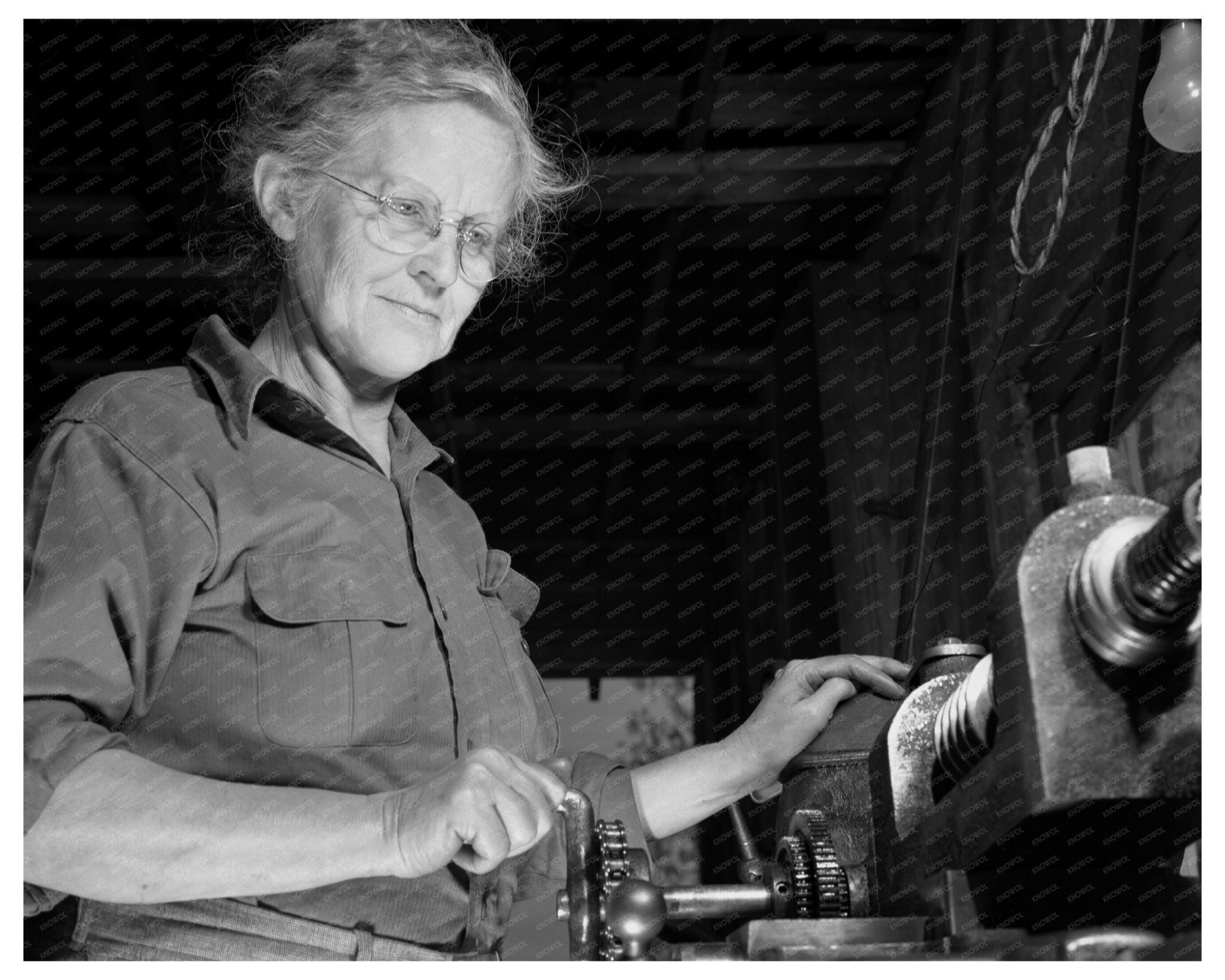 Mrs. Earl La Roe Making Worm Gears March 1942 - Available at KNOWOL