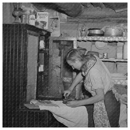 Mrs. Faro Caudill Ironing in Pie Town New Mexico 1940 - Available at KNOWOL