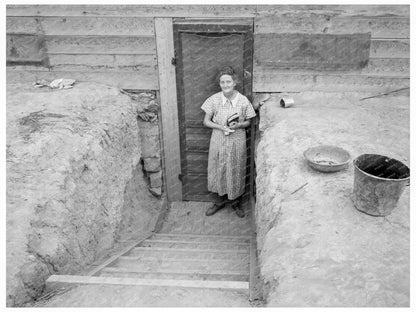 Mrs. Free in Basement Dugout Home Dead Ox Flat Oregon 1939 - Available at KNOWOL