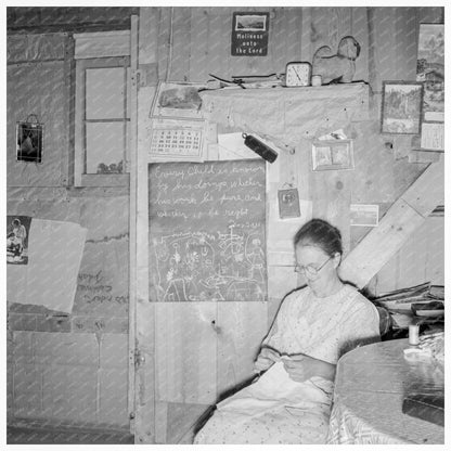 Mrs. Hull in Dugout Basement Home Oregon 1939 - Available at KNOWOL