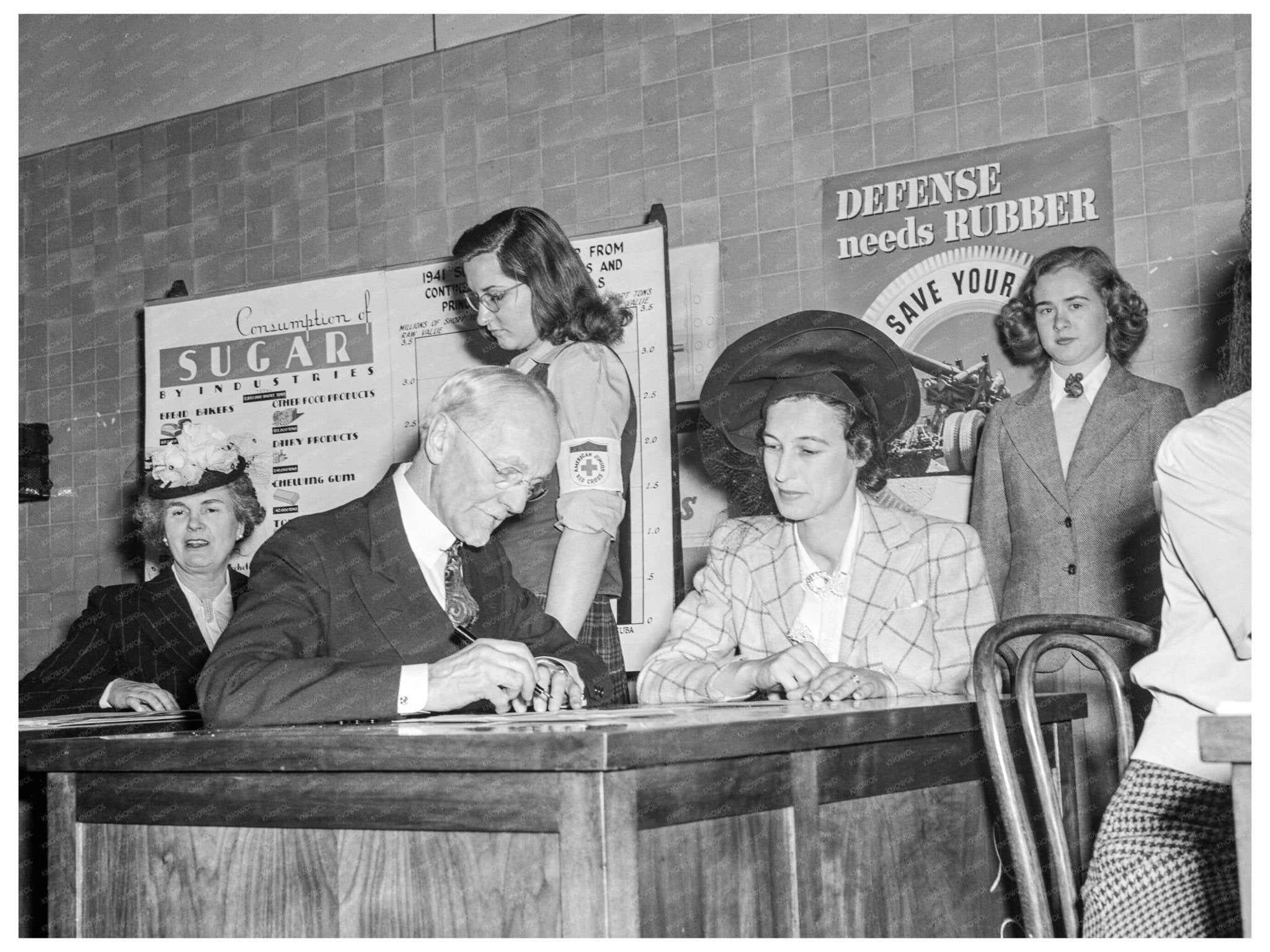 Mrs. Leon Henderson Registers for Sugar Rationing 1944 - Available at KNOWOL