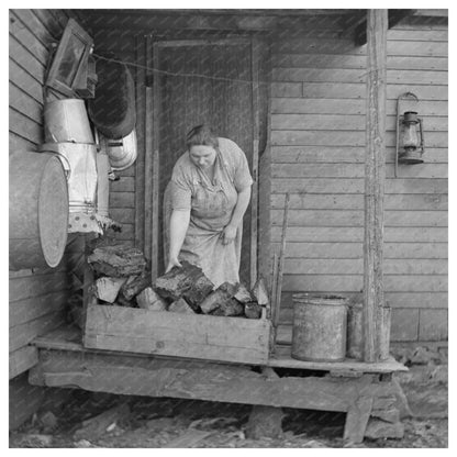 Mrs. Tip Estes Gathering Fuel Near Fowler Indiana 1937 - Available at KNOWOL