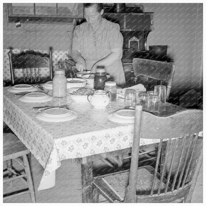 Mrs. Wardlow Baking Bread in Oregon Dugout 1939 - Available at KNOWOL