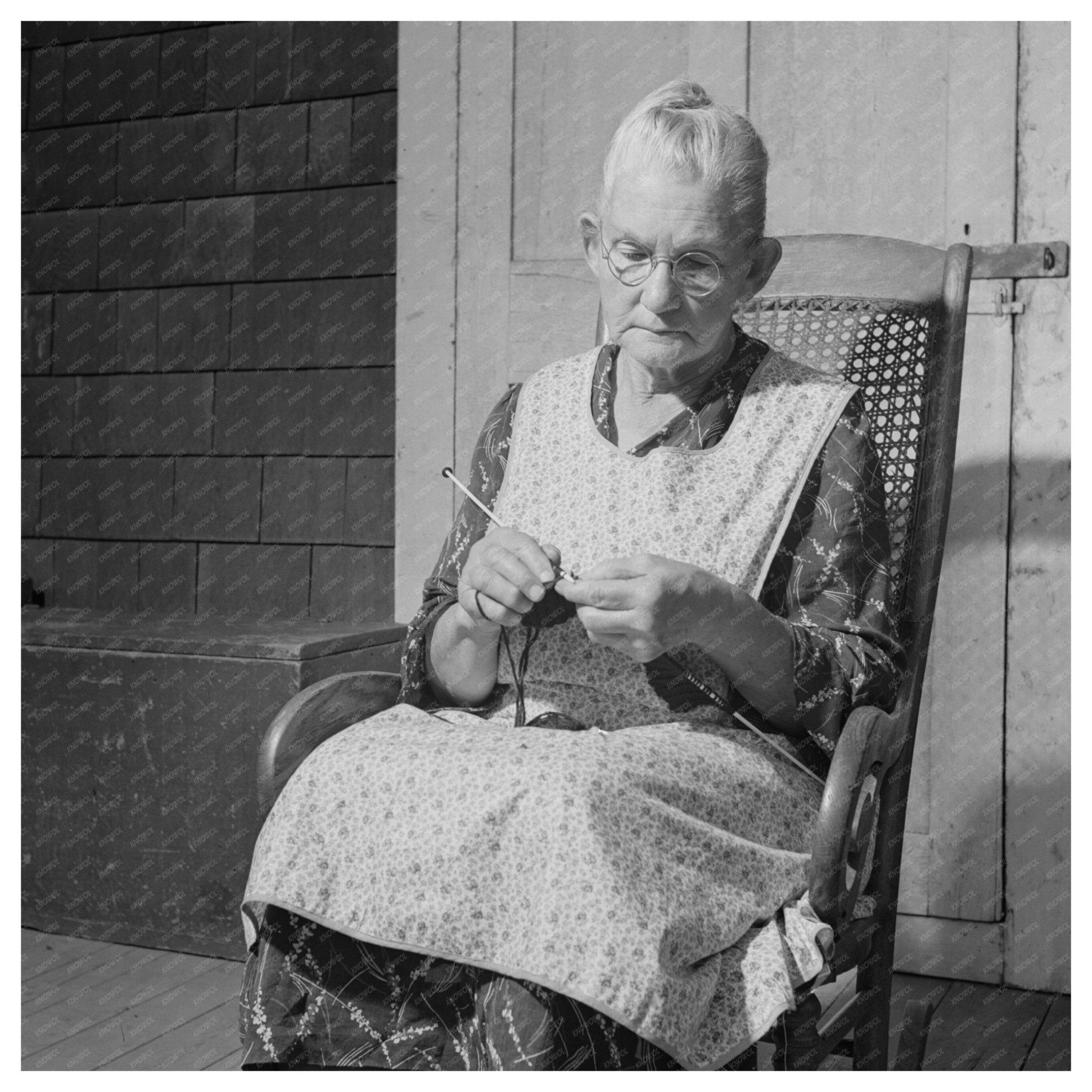 Myrtie Ormsbee Knitting for Red Cross Early 1940s - Available at KNOWOL