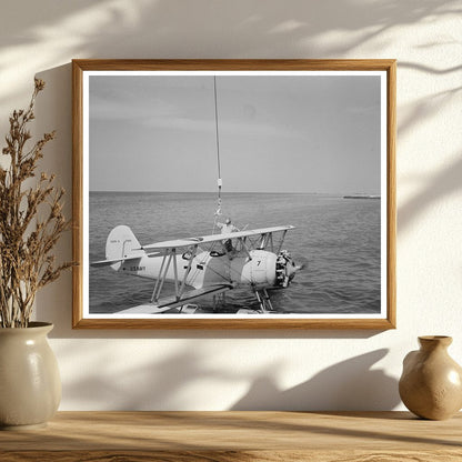 N3N Navy Training Ship Landing August 1942 Vintage Photo - Available at KNOWOL