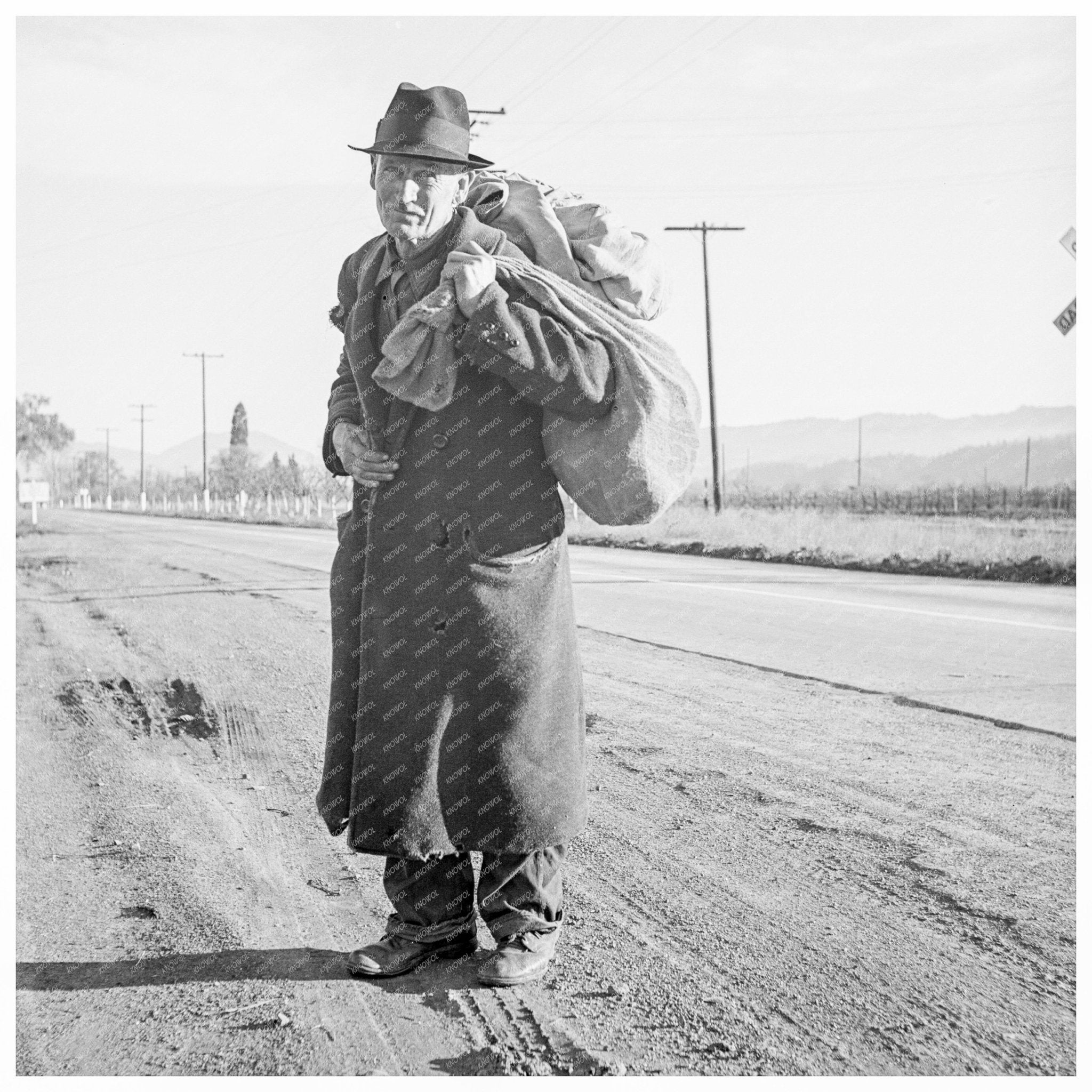 Napa Valley Migrant Worker December 1938 Historical Image - Available at KNOWOL