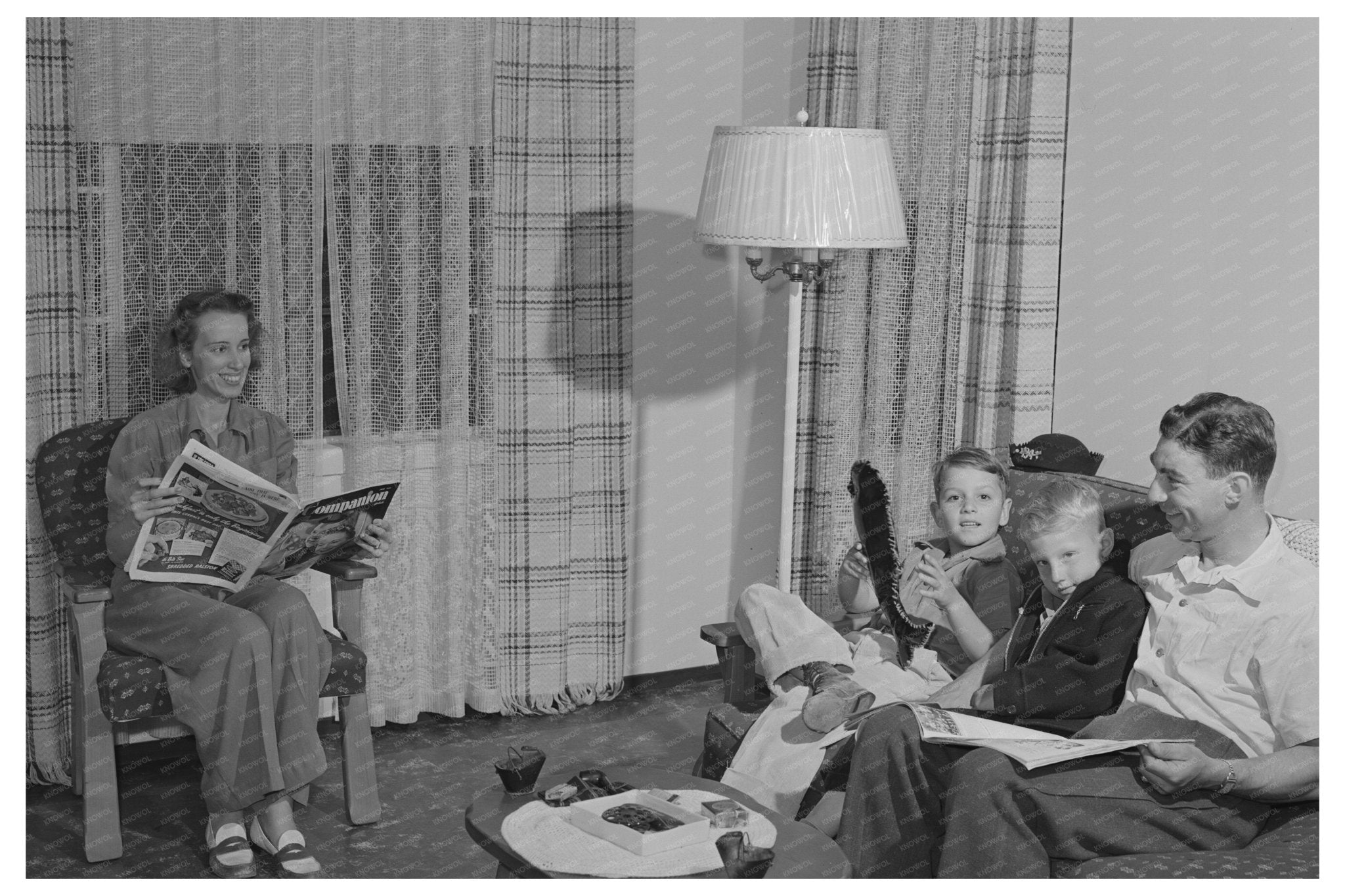 Navy Defense Housing Family Living Room San Diego 1941 - Available at KNOWOL