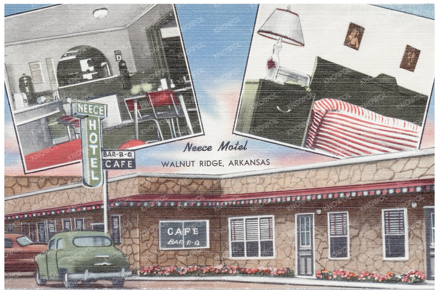 Neece Motel Postcard 1930 - 1945 Vintage Roadside Travel - Available at KNOWOL