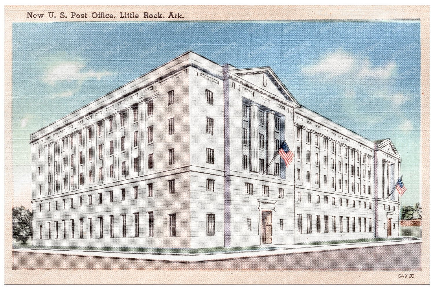 New U.S. Post Office Little Rock Arkansas Postcard 1930 - 1945 - Available at KNOWOL