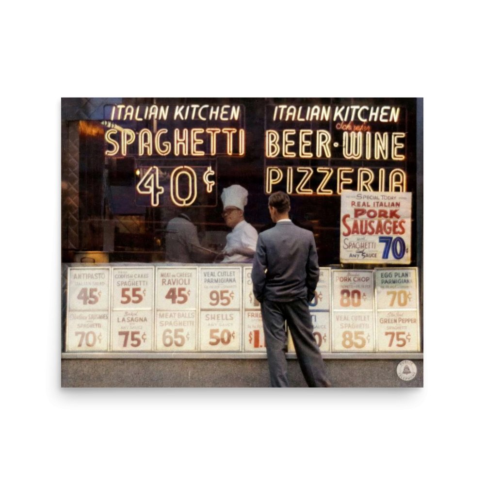 New York City - Italian Kitchen Storefront - Angelo Rizzuto - September 1956 - Available at KNOWOL