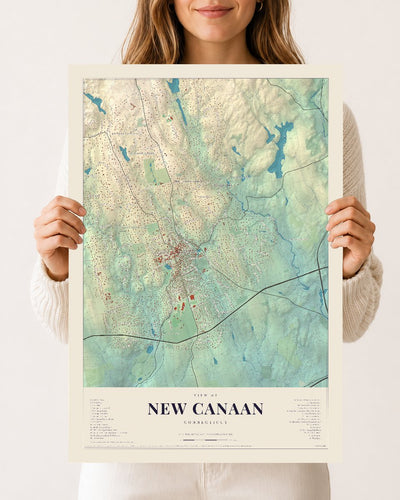 New Canaan, Connecticut map print, 12 x 18 archival matte print