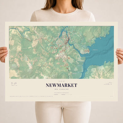 Newmarket, New Hampshire map print, 18 x 24 archival matte print