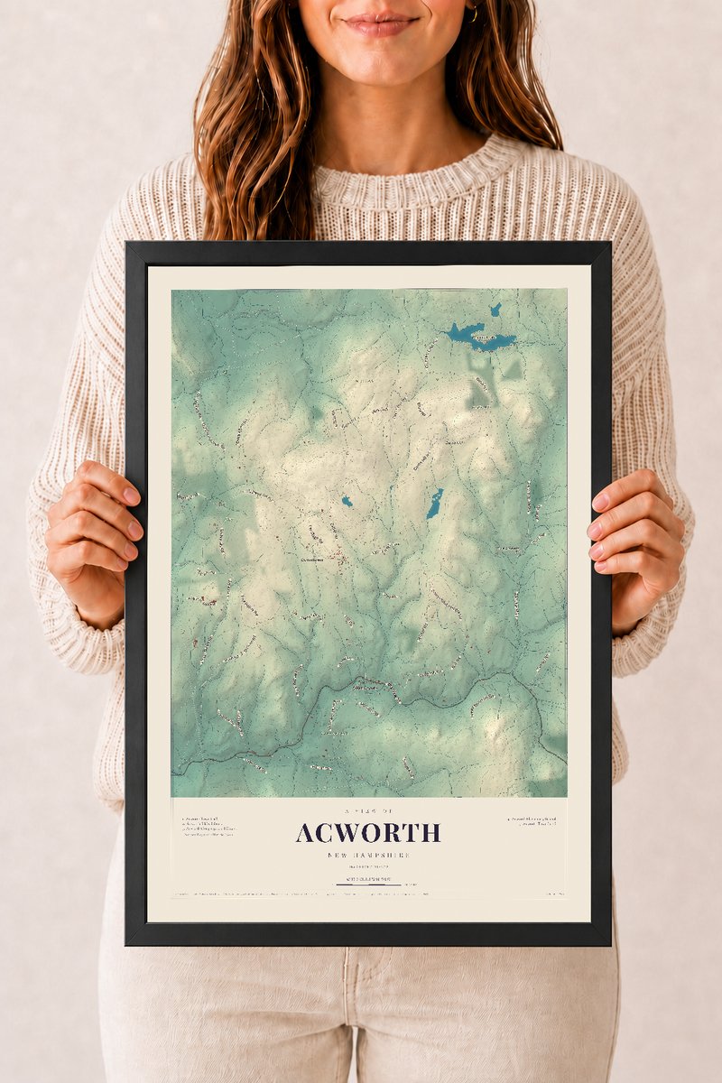 NH Current Atlas 2026 | Acworth | 12" x 18" | W/ Black Ayous Wood Frame