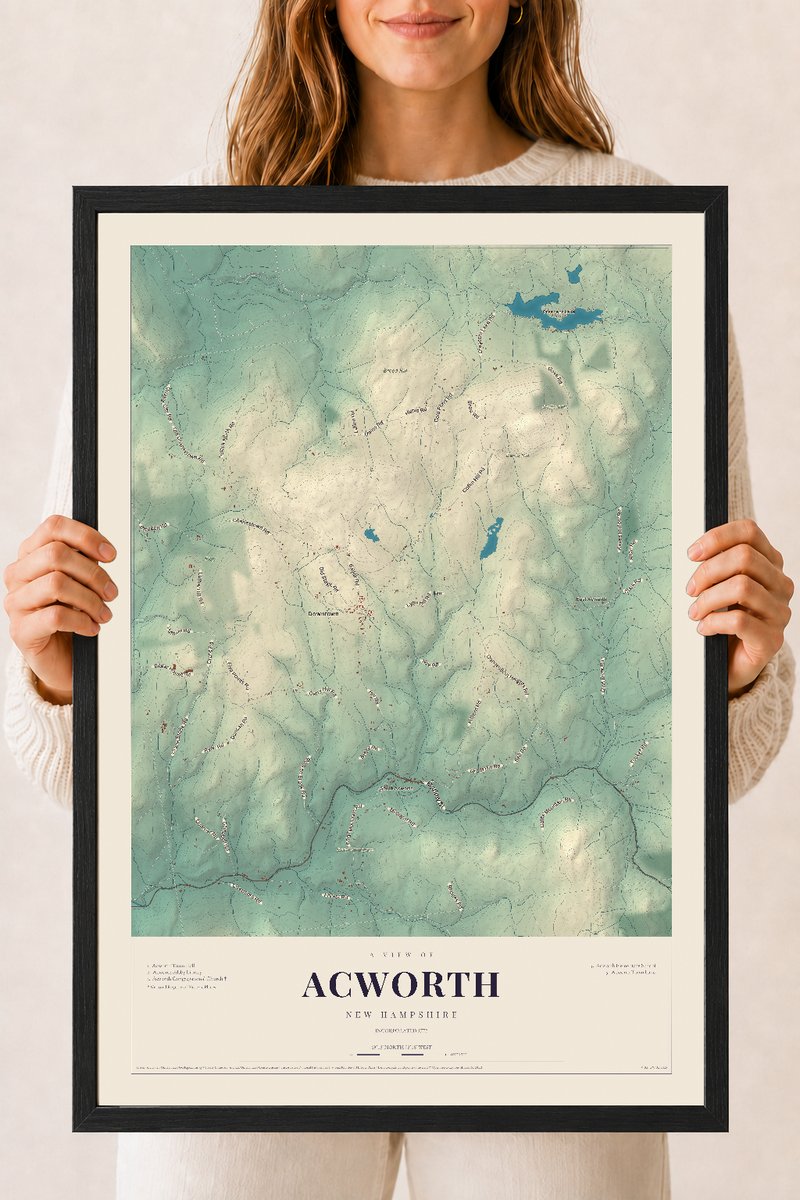 NH Current Atlas 2026 | Acworth | 18" x 24" | W/ Black Ayous Wood Frame