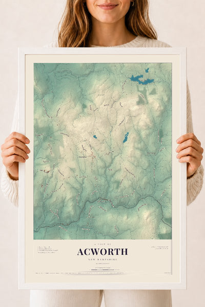 NH Current Atlas 2026 | Acworth | 18" x 24" | W/ White Ayous Wood Frame