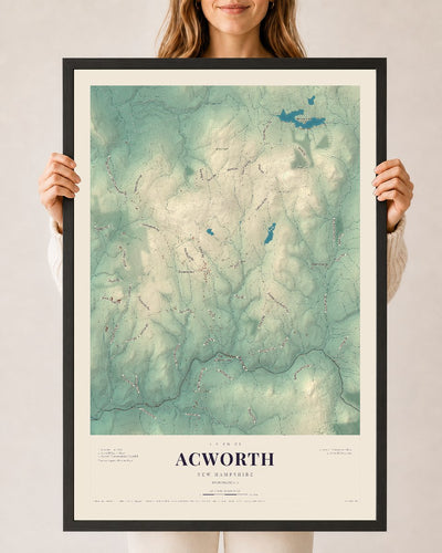 NH Current Atlas 2026 | Acworth | 24" x 36" | W/ Black Ayous Wood Frame