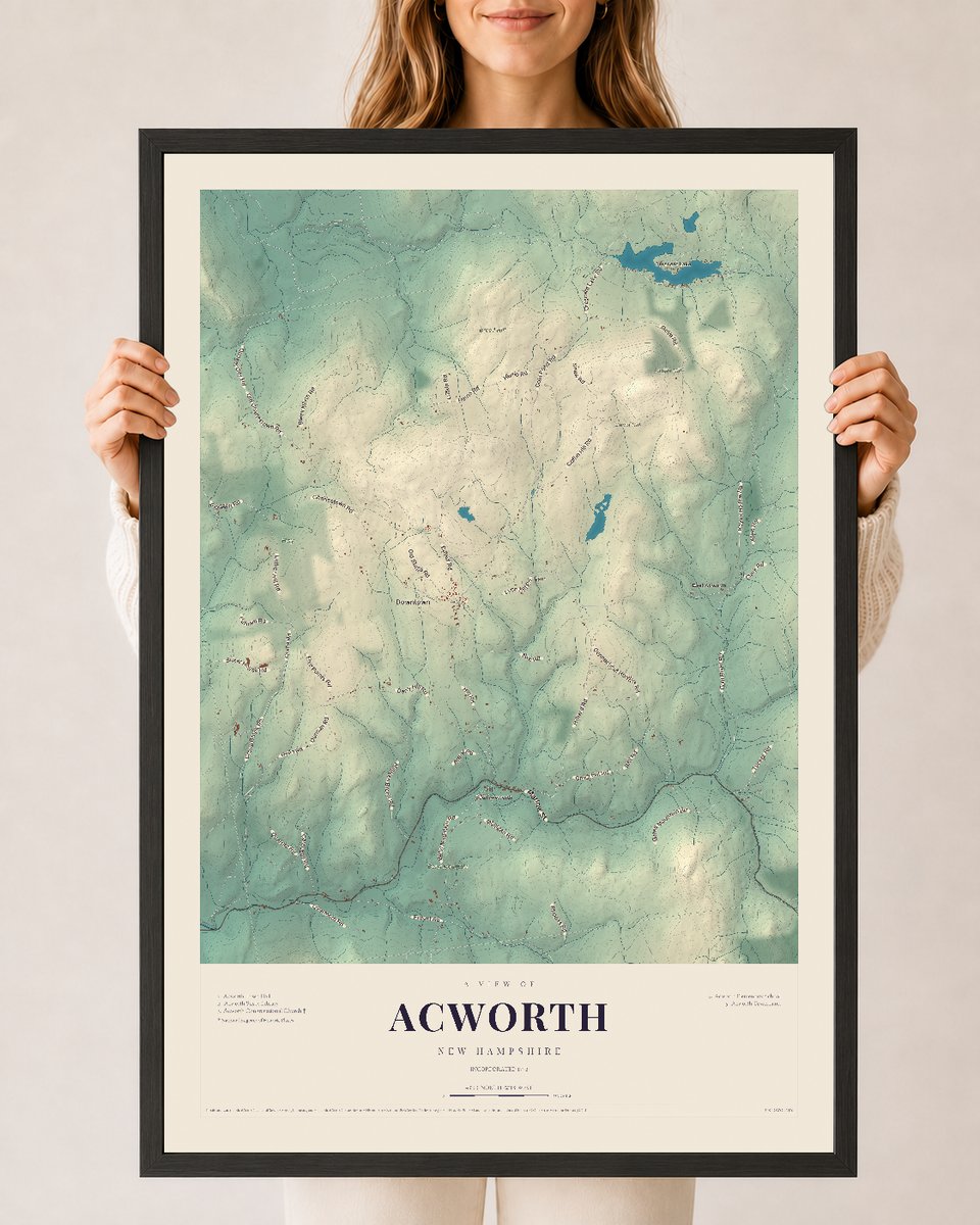 NH Current Atlas 2026 | Acworth | 24" x 36" | W/ Black Ayous Wood Frame