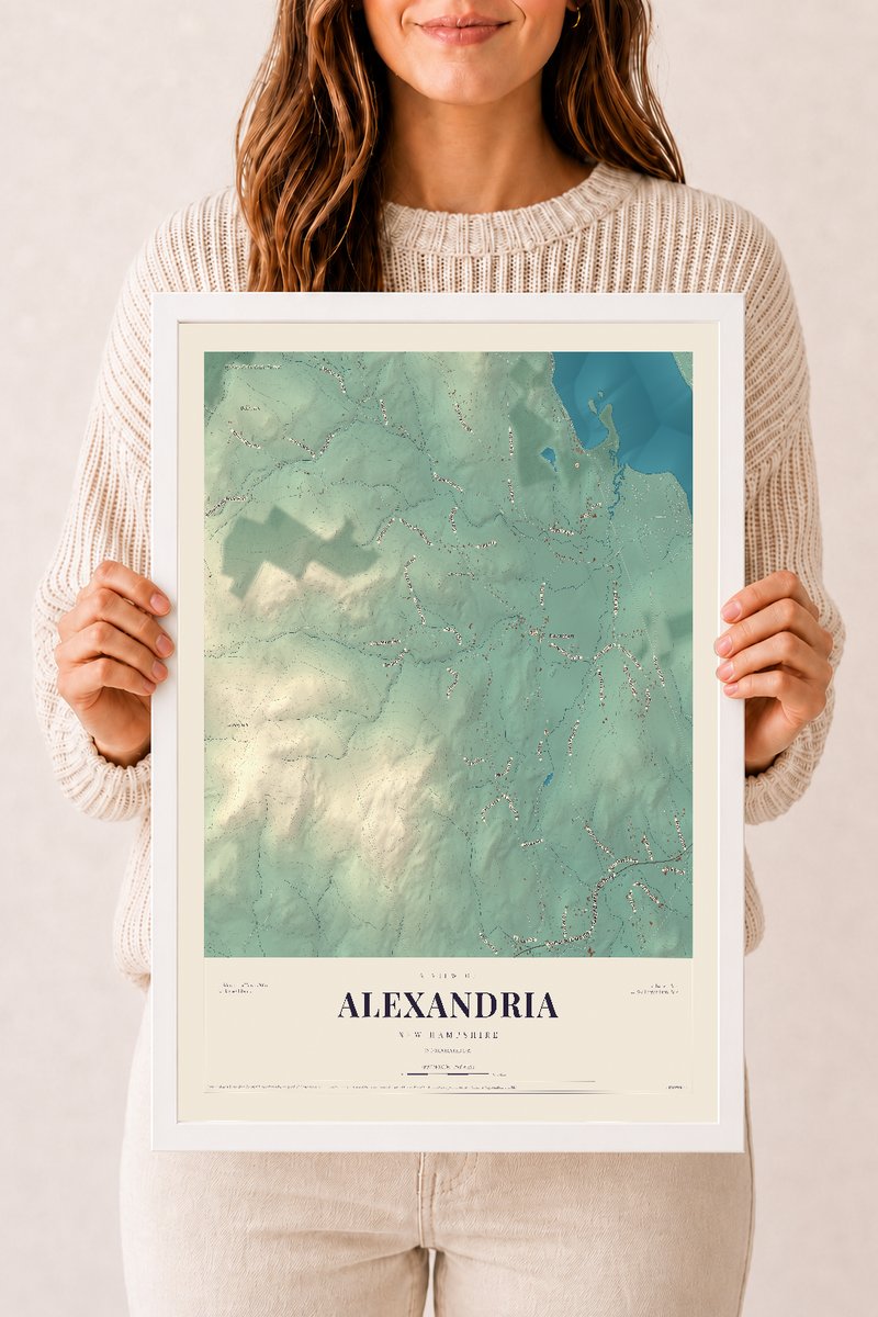 NH Current Atlas 2026 | Alexandria | 12" x 18" | W/ White Ayous Wood Frame