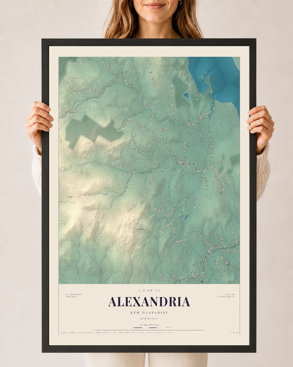 NH Current Atlas 2026 | Alexandria | 24" x 36" | W/ Black Ayous Wood Frame