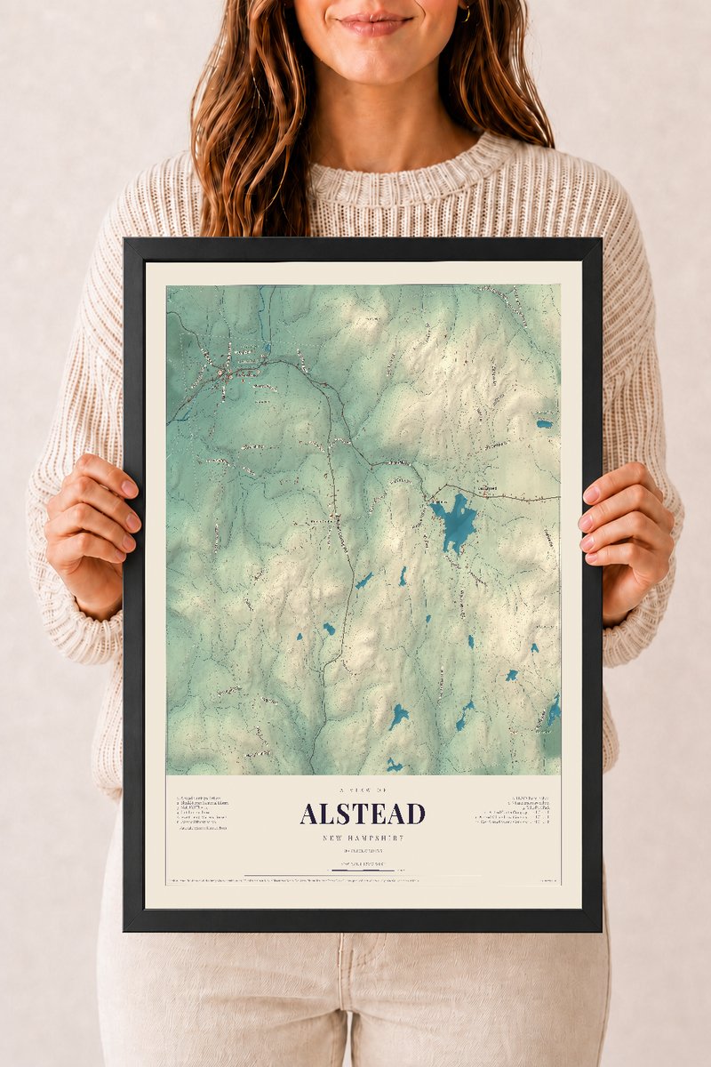 NH Current Atlas 2026 | Alstead | 12" x 18" | W/ Black Ayous Wood Frame
