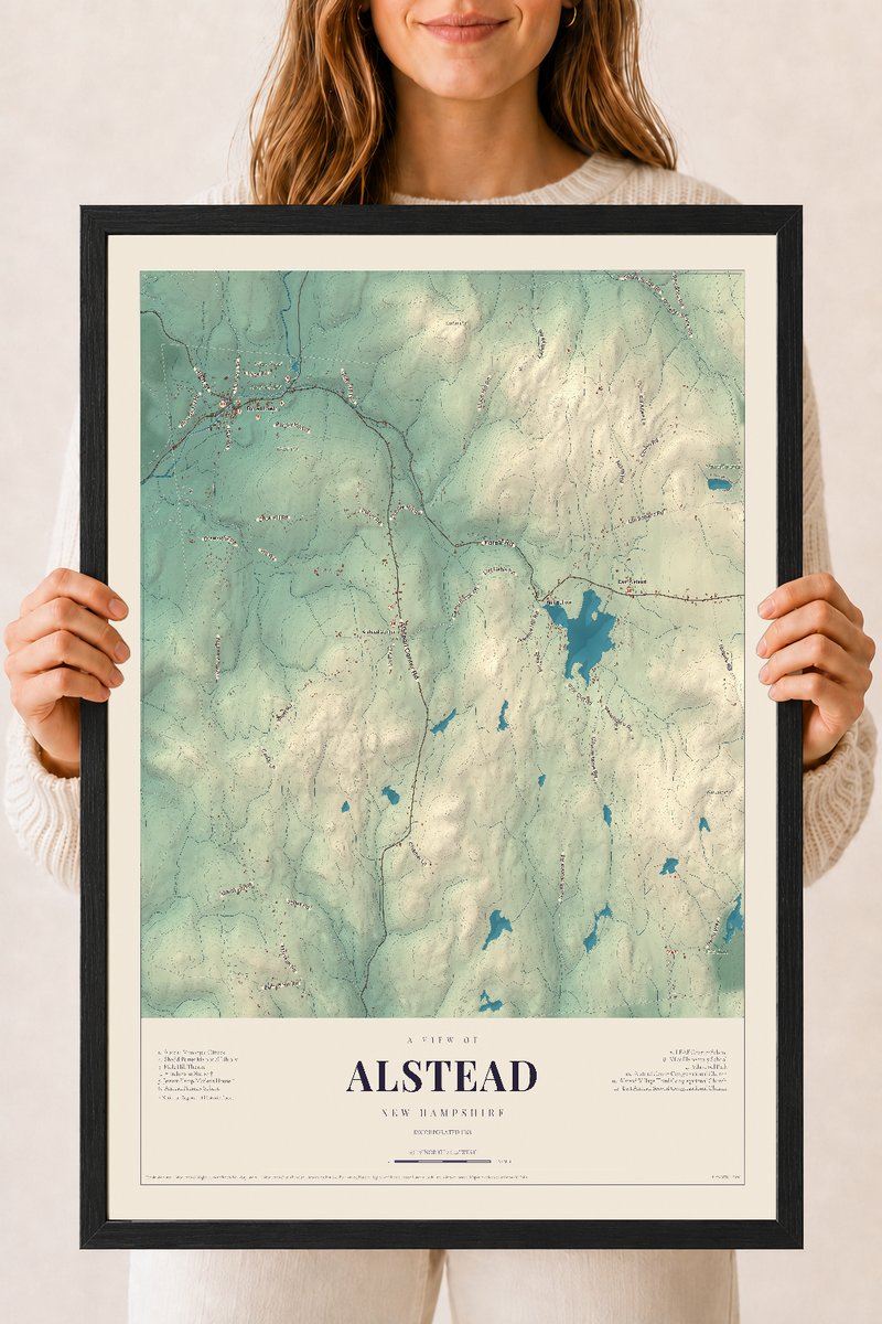 NH Current Atlas 2026 | Alstead | 18" x 24" | W/ Black Ayous Wood Frame
