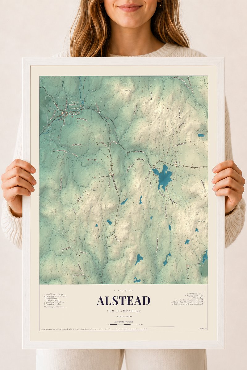 NH Current Atlas 2026 | Alstead | 18" x 24" | W/ White Ayous Wood Frame