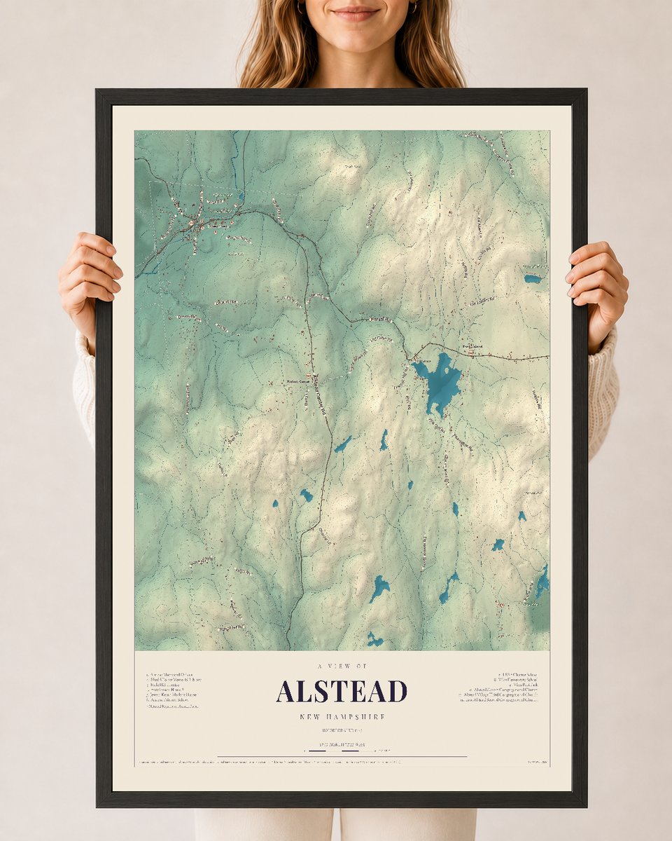 NH Current Atlas 2026 | Alstead | 24" x 36" | W/ Black Ayous Wood Frame