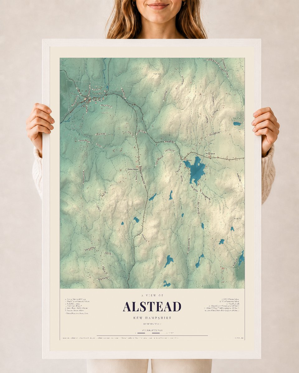 NH Current Atlas 2026 | Alstead | 24" x 36" | W/ White Ayous Wood Frame