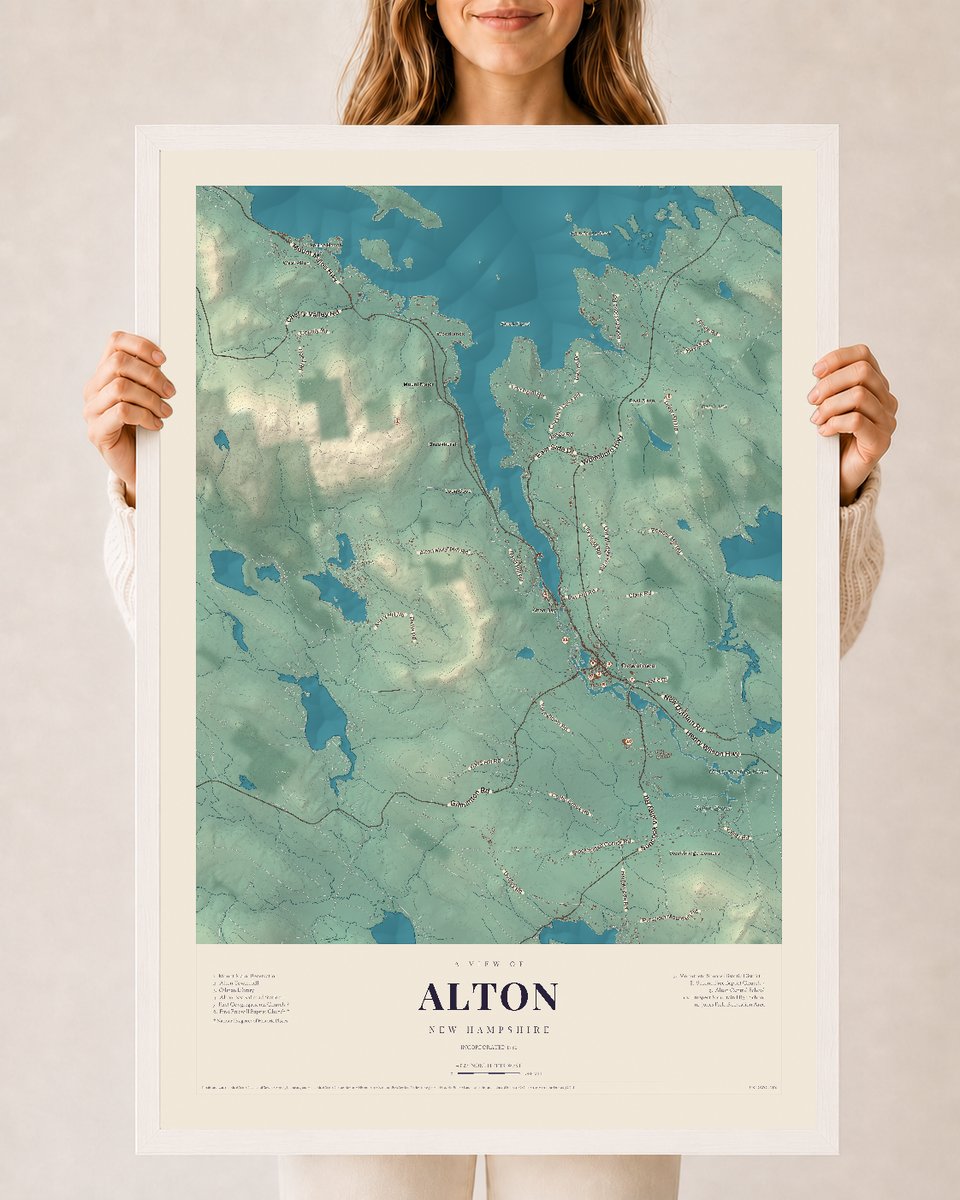 NH Current Atlas 2026 | Alton | 24" x 36" | W/ White Ayous Wood Frame