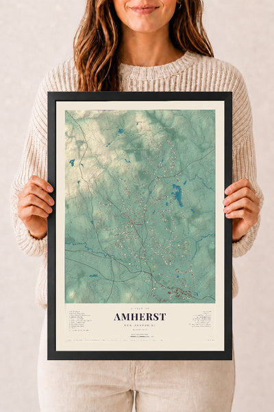 NH Current Atlas 2026 | Amherst | 12" x 18" | W/ Black Ayous Wood Frame