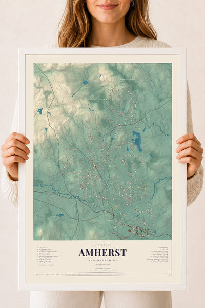 NH Current Atlas 2026 | Amherst | 18" x 24" | W/ White Ayous Wood Frame