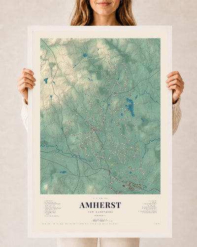 NH Current Atlas 2026 | Amherst | 24" x 36" | W/ White Ayous Wood Frame