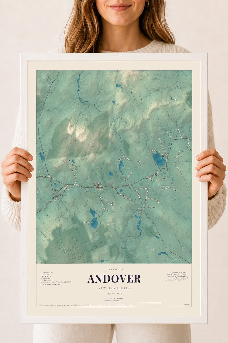 NH Current Atlas 2026 | Andover | 18" x 24" | W/ White Ayous Wood Frame