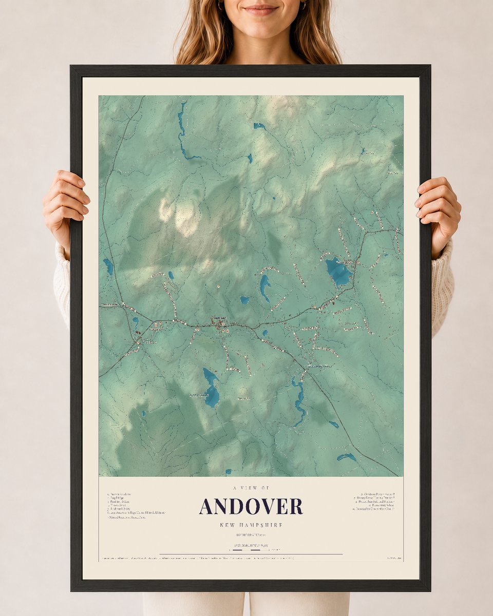 NH Current Atlas 2026 | Andover | 24" x 36" | W/ Black Ayous Wood Frame