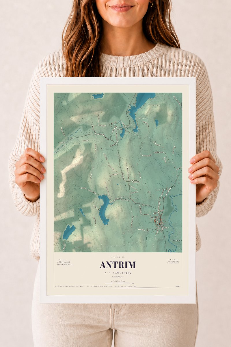 NH Current Atlas 2026 | Antrim | 12" x 18" | W/ White Ayous Wood Frame