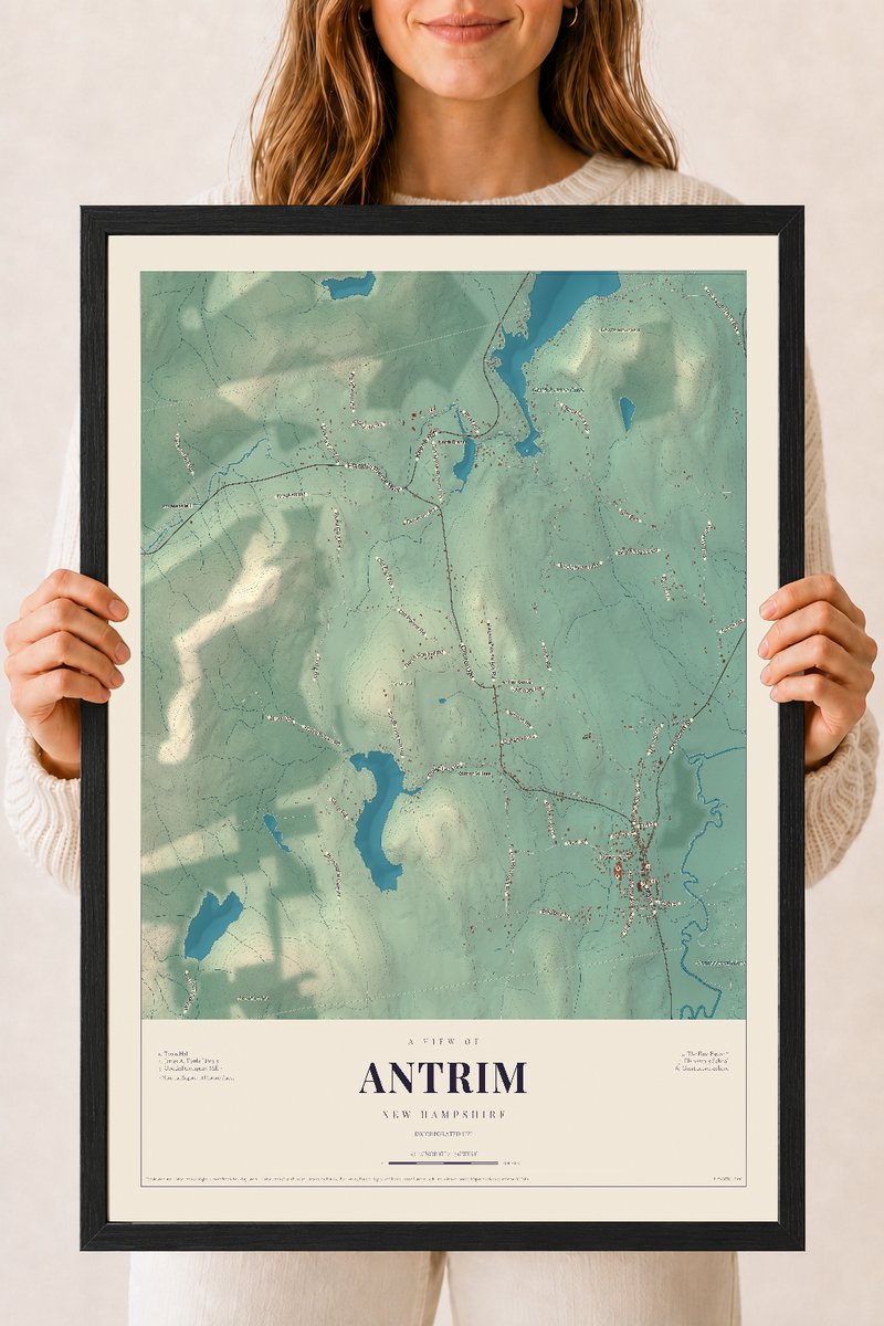 NH Current Atlas 2026 | Antrim | 18" x 24" | W/ Black Ayous Wood Frame