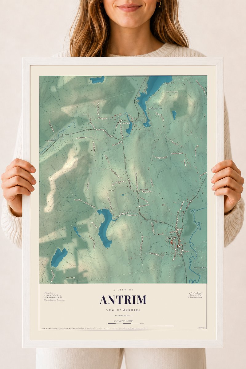 NH Current Atlas 2026 | Antrim | 18" x 24" | W/ White Ayous Wood Frame