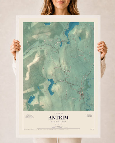 NH Current Atlas 2026 | Antrim | 24" x 36" | W/ White Ayous Wood Frame