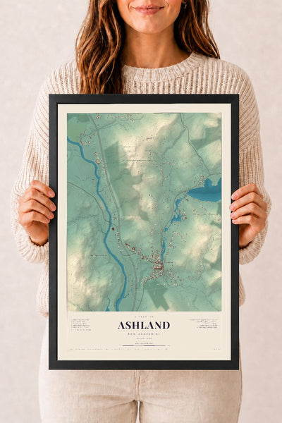 NH Current Atlas 2026 | Ashland | 12" x 18" | W/ Black Ayous Wood Frame